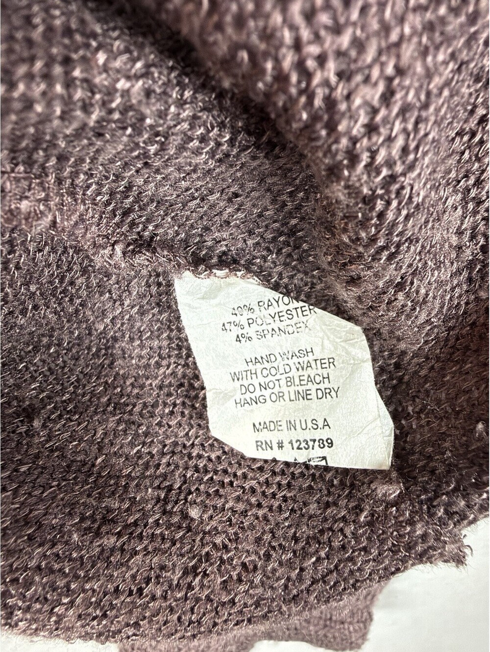 Jolie Purple Heathered Knit V-Neck Long Sleeve Pullover Top S - Picture 3 of 4